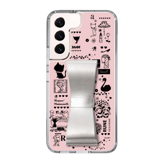 Slim Protection Case - STAND & RING RIBBON Silver［ Rune Naito - RUNE Girl Retro & Modern - Pink ］