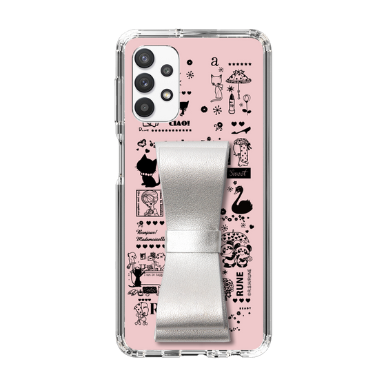 Slim Protection Case - STAND & RING RIBBON Silver［ Rune Naito - RUNE Girl Retro & Modern - Pink ］