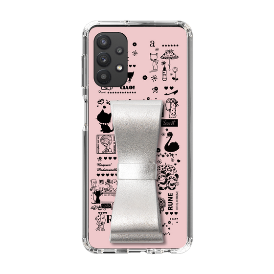 Slim Protection Case - STAND & RING RIBBON Silver［ Rune Naito - RUNE Girl Retro & Modern - Pink ］
