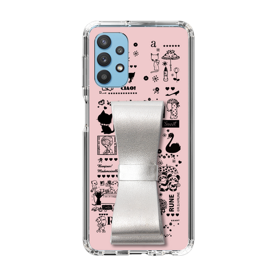 Slim Protection Case - STAND & RING RIBBON Silver［ Rune Naito - RUNE Girl Retro & Modern - Pink ］