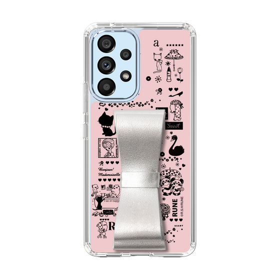 Slim Protection Case - STAND & RING RIBBON Silver［ Rune Naito - RUNE Girl Retro & Modern - Pink ］
