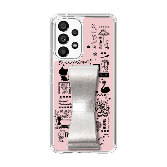 Slim Protection Case - STAND & RING RIBBON Silver［ Rune Naito - RUNE Girl Retro & Modern - Pink ］