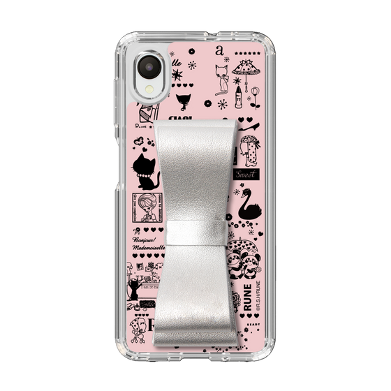 Slim Protection Case - STAND & RING RIBBON Silver［ Rune Naito - RUNE Girl Retro & Modern - Pink ］