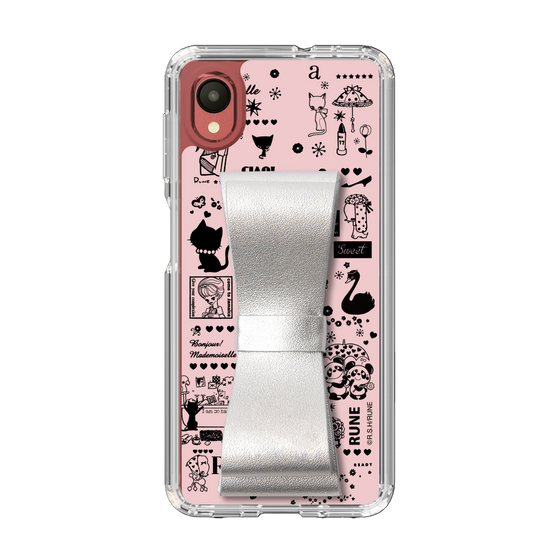 Slim Protection Case - STAND & RING RIBBON Silver［ Rune Naito - RUNE Girl Retro & Modern - Pink ］
