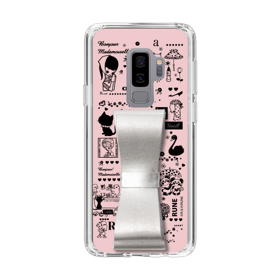 Slim Protection Case - STAND & RING RIBBON Silver［ Rune Naito - RUNE Girl Retro & Modern - Pink ］