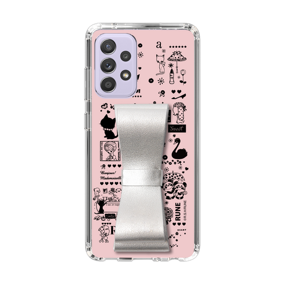 Slim Protection Case - STAND & RING RIBBON Silver［ Rune Naito - RUNE Girl Retro & Modern - Pink ］