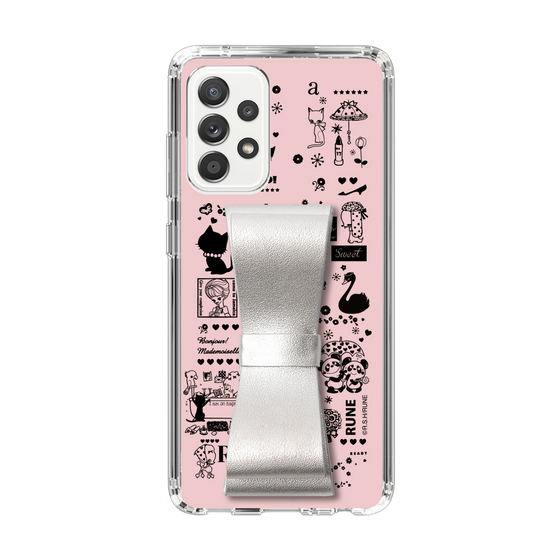Slim Protection Case - STAND & RING RIBBON Silver［ Rune Naito - RUNE Girl Retro & Modern - Pink ］