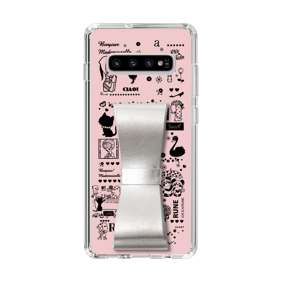 Slim Protection Case - STAND & RING RIBBON Silver［ Rune Naito - RUNE Girl Retro & Modern - Pink ］