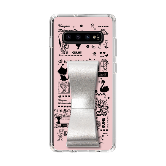 Slim Protection Case - STAND & RING RIBBON Silver［ Rune Naito - RUNE Girl Retro & Modern - Pink ］