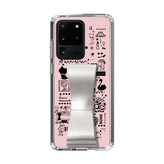 Slim Protection Case - STAND & RING RIBBON Silver［ Rune Naito - RUNE Girl Retro & Modern - Pink ］