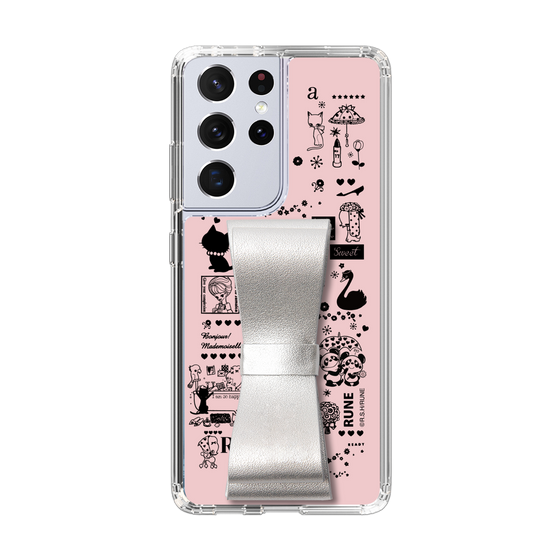 Slim Protection Case - STAND & RING RIBBON Silver［ Rune Naito - RUNE Girl Retro & Modern - Pink ］