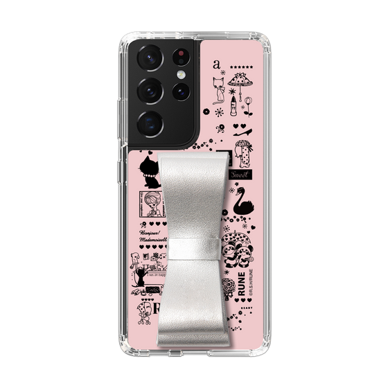 Slim Protection Case - STAND & RING RIBBON Silver［ Rune Naito - RUNE Girl Retro & Modern - Pink ］