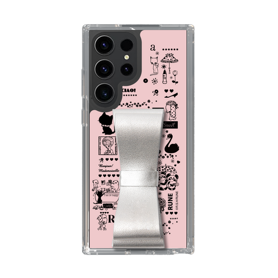Slim Protection Case - STAND & RING RIBBON Silver［ Rune Naito - RUNE Girl Retro & Modern - Pink ］