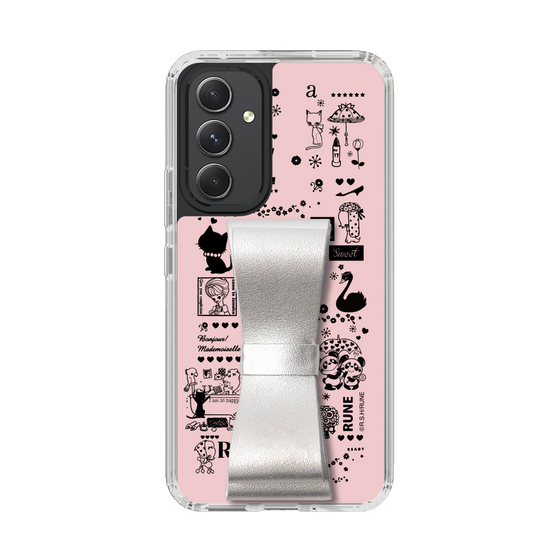 Slim Protection Case - STAND & RING RIBBON Silver［ Rune Naito - RUNE Girl Retro & Modern - Pink ］