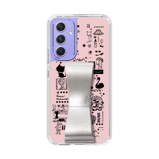 Slim Protection Case - STAND & RING RIBBON Silver［ Rune Naito - RUNE Girl Retro & Modern - Pink ］