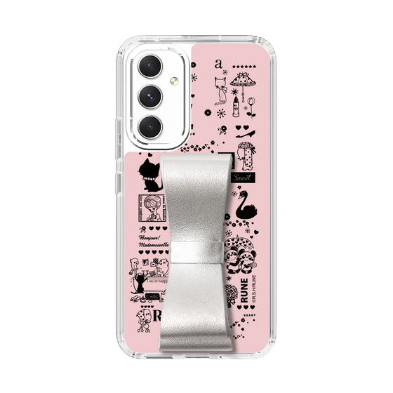 Slim Protection Case - STAND & RING RIBBON Silver［ Rune Naito - RUNE Girl Retro & Modern - Pink ］