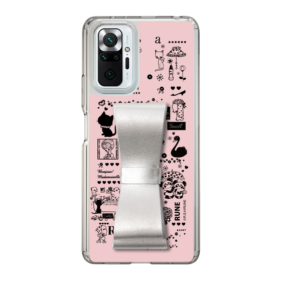 Slim Protection Case - STAND & RING RIBBON Silver［ Rune Naito - RUNE Girl Retro & Modern - Pink ］