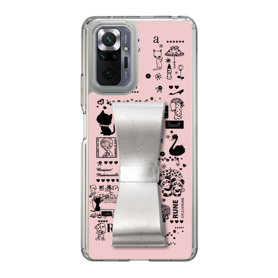 Slim Protection Case - STAND & RING RIBBON Silver［ Rune Naito - RUNE Girl Retro & Modern - Pink ］