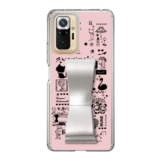Slim Protection Case - STAND & RING RIBBON Silver［ Rune Naito - RUNE Girl Retro & Modern - Pink ］