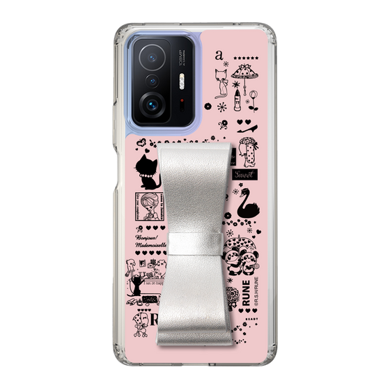 Slim Protection Case - STAND & RING RIBBON Silver［ Rune Naito - RUNE Girl Retro & Modern - Pink ］