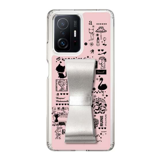 Slim Protection Case - STAND & RING RIBBON Silver［ Rune Naito - RUNE Girl Retro & Modern - Pink ］