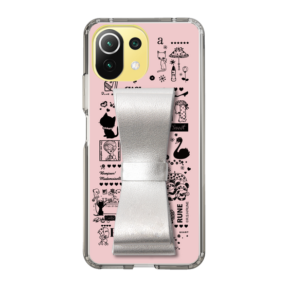 Slim Protection Case - STAND & RING RIBBON Silver［ Rune Naito - RUNE Girl Retro & Modern - Pink ］