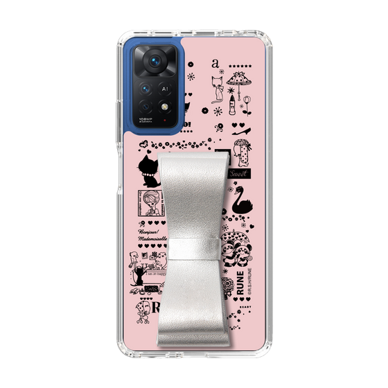 Slim Protection Case - STAND & RING RIBBON Silver［ Rune Naito - RUNE Girl Retro & Modern - Pink ］