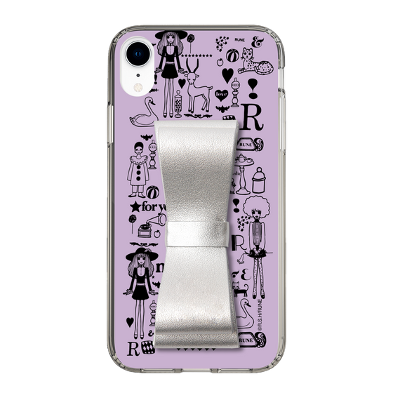 Slim Protection Case - STAND & RING RIBBON Silver［ Rune Naito - RUNE Girl Retro & Modern - Purple ］