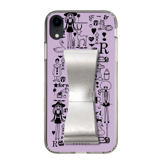 Slim Protection Case - STAND & RING RIBBON Silver［ Rune Naito - RUNE Girl Retro & Modern - Purple ］