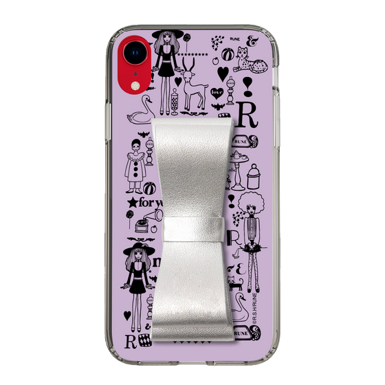 Slim Protection Case - STAND & RING RIBBON Silver［ Rune Naito - RUNE Girl Retro & Modern - Purple ］