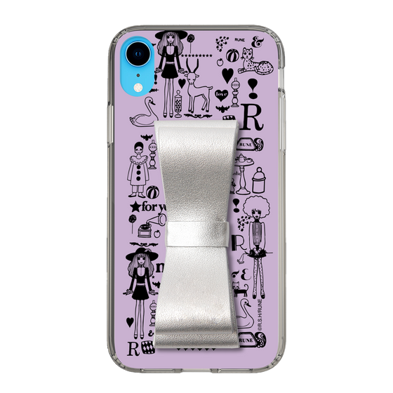Slim Protection Case - STAND & RING RIBBON Silver［ Rune Naito - RUNE Girl Retro & Modern - Purple ］