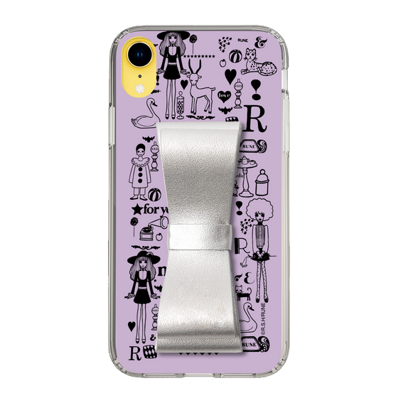 Slim Protection Case - STAND & RING RIBBON Silver［ Rune Naito - RUNE Girl Retro & Modern - Purple ］