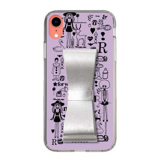 Slim Protection Case - STAND & RING RIBBON Silver［ Rune Naito - RUNE Girl Retro & Modern - Purple ］