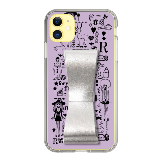 Slim Protection Case - STAND & RING RIBBON Silver［ Rune Naito - RUNE Girl Retro & Modern - Purple ］