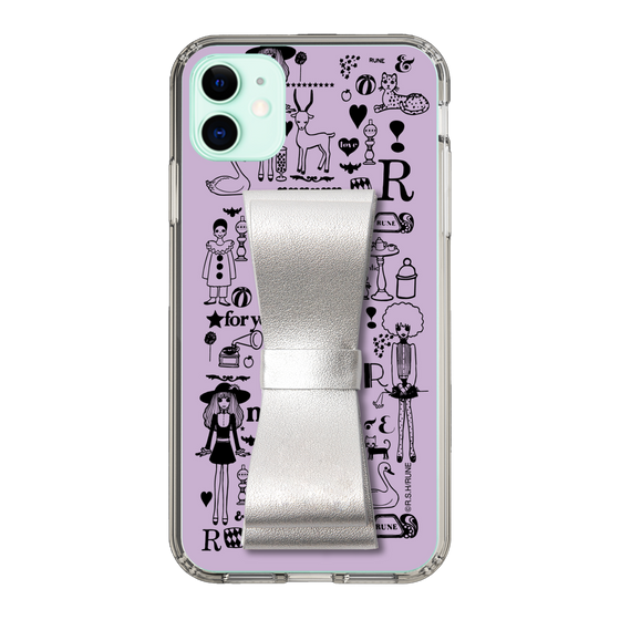 Slim Protection Case - STAND & RING RIBBON Silver［ Rune Naito - RUNE Girl Retro & Modern - Purple ］