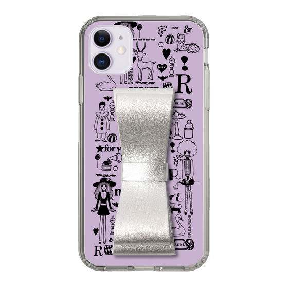 Slim Protection Case - STAND & RING RIBBON Silver［ Rune Naito - RUNE Girl Retro & Modern - Purple ］