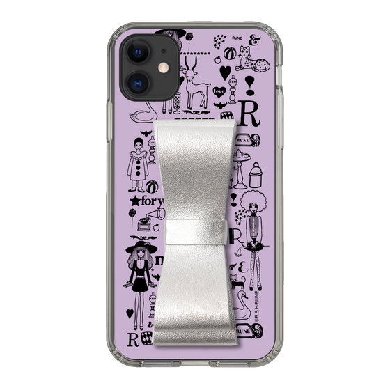 Slim Protection Case - STAND & RING RIBBON Silver［ Rune Naito - RUNE Girl Retro & Modern - Purple ］
