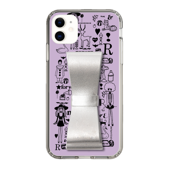 Slim Protection Case - STAND & RING RIBBON Silver［ Rune Naito - RUNE Girl Retro & Modern - Purple ］