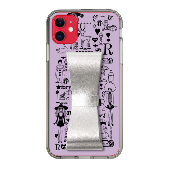 Slim Protection Case - STAND & RING RIBBON Silver［ Rune Naito - RUNE Girl Retro & Modern - Purple ］