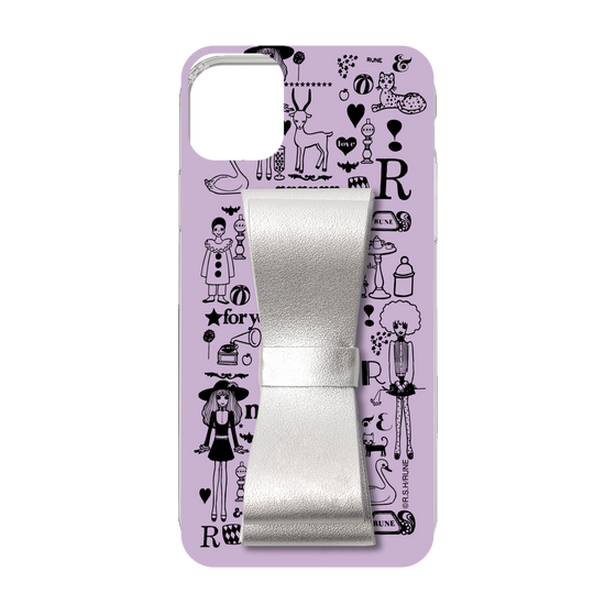 Slim Protection Case - STAND & RING RIBBON Silver［ Rune Naito - RUNE Girl Retro & Modern - Purple ］