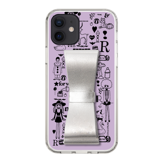 Slim Protection Case - STAND & RING RIBBON Silver［ Rune Naito - RUNE Girl Retro & Modern - Purple ］