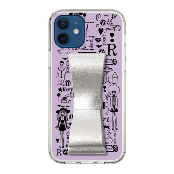 Slim Protection Case - STAND & RING RIBBON Silver［ Rune Naito - RUNE Girl Retro & Modern - Purple ］