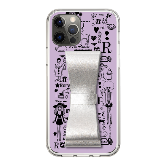 Slim Protection Case - STAND & RING RIBBON Silver［ Rune Naito - RUNE Girl Retro & Modern - Purple ］
