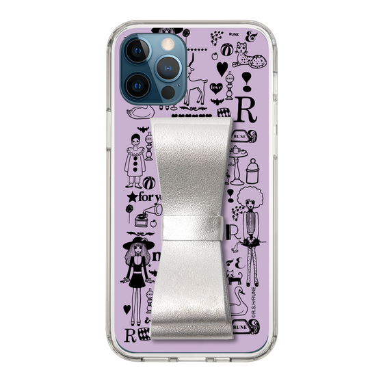 Slim Protection Case - STAND & RING RIBBON Silver［ Rune Naito - RUNE Girl Retro & Modern - Purple ］