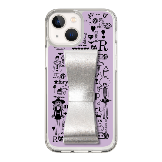 Slim Protection Case - STAND & RING RIBBON Silver［ Rune Naito - RUNE Girl Retro & Modern - Purple ］