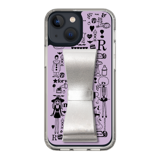 Slim Protection Case - STAND & RING RIBBON Silver［ Rune Naito - RUNE Girl Retro & Modern - Purple ］