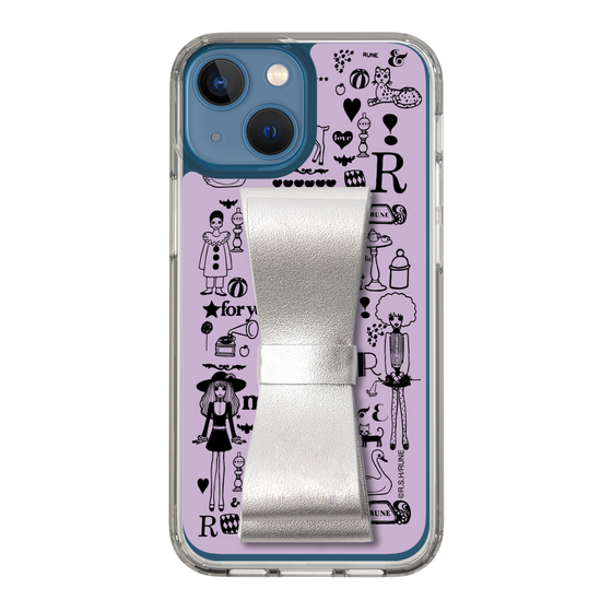 Slim Protection Case - STAND & RING RIBBON Silver［ Rune Naito - RUNE Girl Retro & Modern - Purple ］