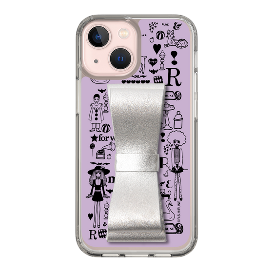 Slim Protection Case - STAND & RING RIBBON Silver［ Rune Naito - RUNE Girl Retro & Modern - Purple ］