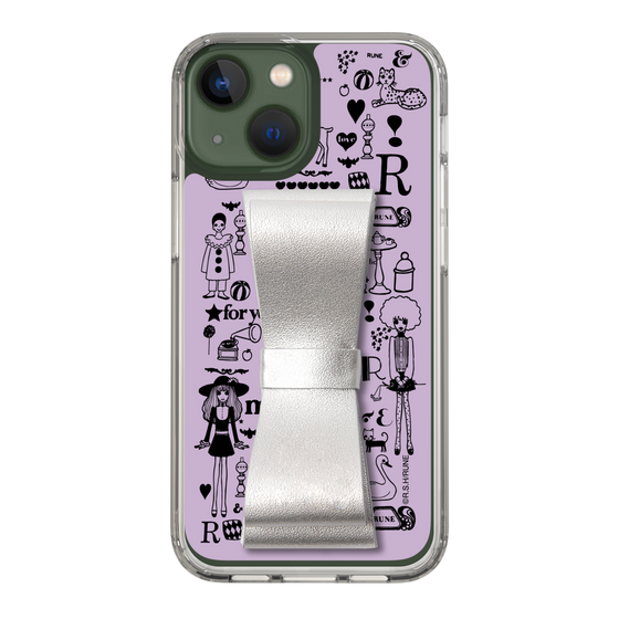 Slim Protection Case - STAND & RING RIBBON Silver［ Rune Naito - RUNE Girl Retro & Modern - Purple ］