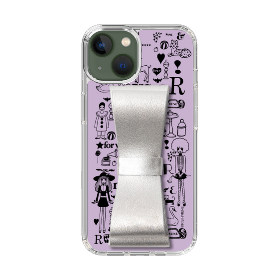 Slim Protection Case - STAND & RING RIBBON Silver［ Rune Naito - RUNE Girl Retro & Modern - Purple ］